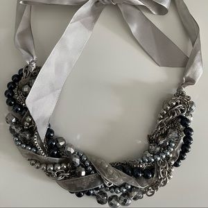 Talbots black/silver bead neckkace